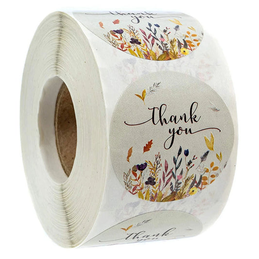 500pcs Thank You Stickers 1" Flower Design,Highly Recommended for Birthdays, Weddings, Giveaways, Bridal Showers  (1 Roll)