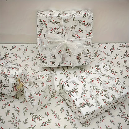 30pcs/10pcs Holly, Berry Thin Paper, Wax-Coated Gift Wrapping, Party Favor Packaging for Christmas, Thanksgiving, Birthdays