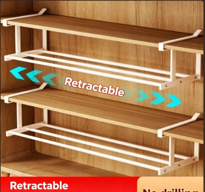 Adjustable Shoe Rack | Space-Saving Layered Organizer For Home Shoe Cabinets | Under-Shelf Shoe white