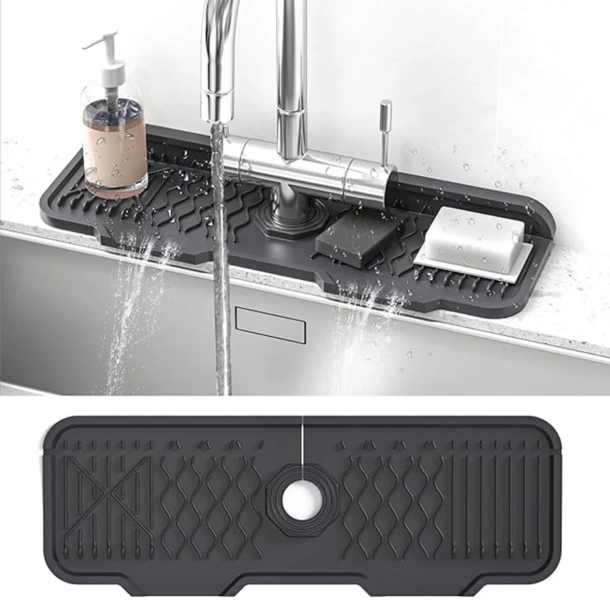 3 Colors to Choose From,Faucet Splash Proof Pad,Drain Pad,Drying Pad,Kitchen Bathroom Sink and Countertop