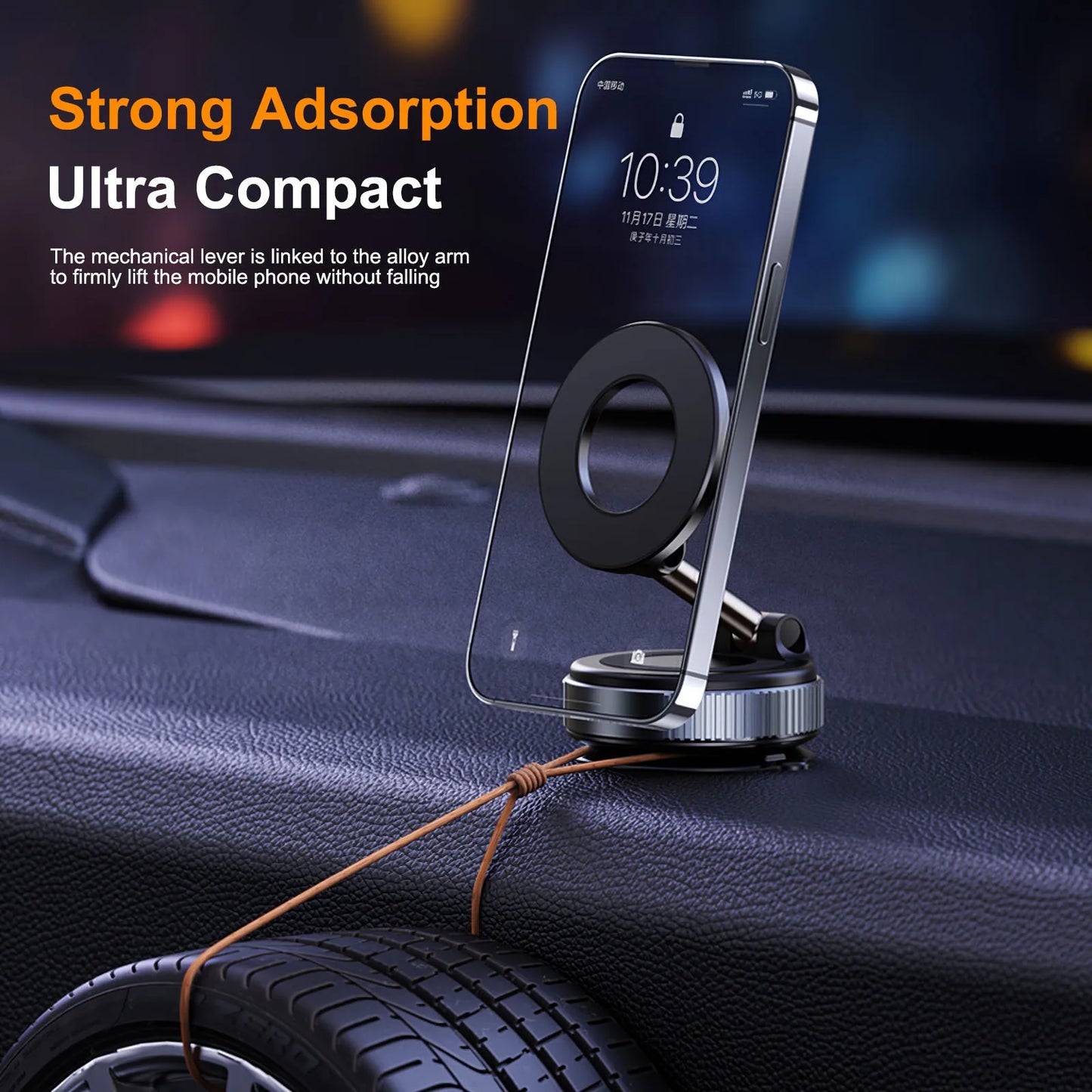 Car Mount Electric Vacuum Magnetic Holder Foldable Strong Suction