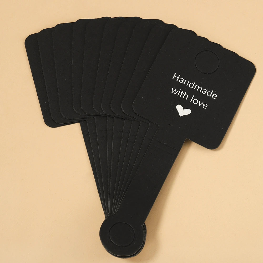 50pcs 4x10cm Self Adhesive Kraft Paper Card Bracelet Necklace Jewelry Hanging Holder for Small Business Retail Display Packaging