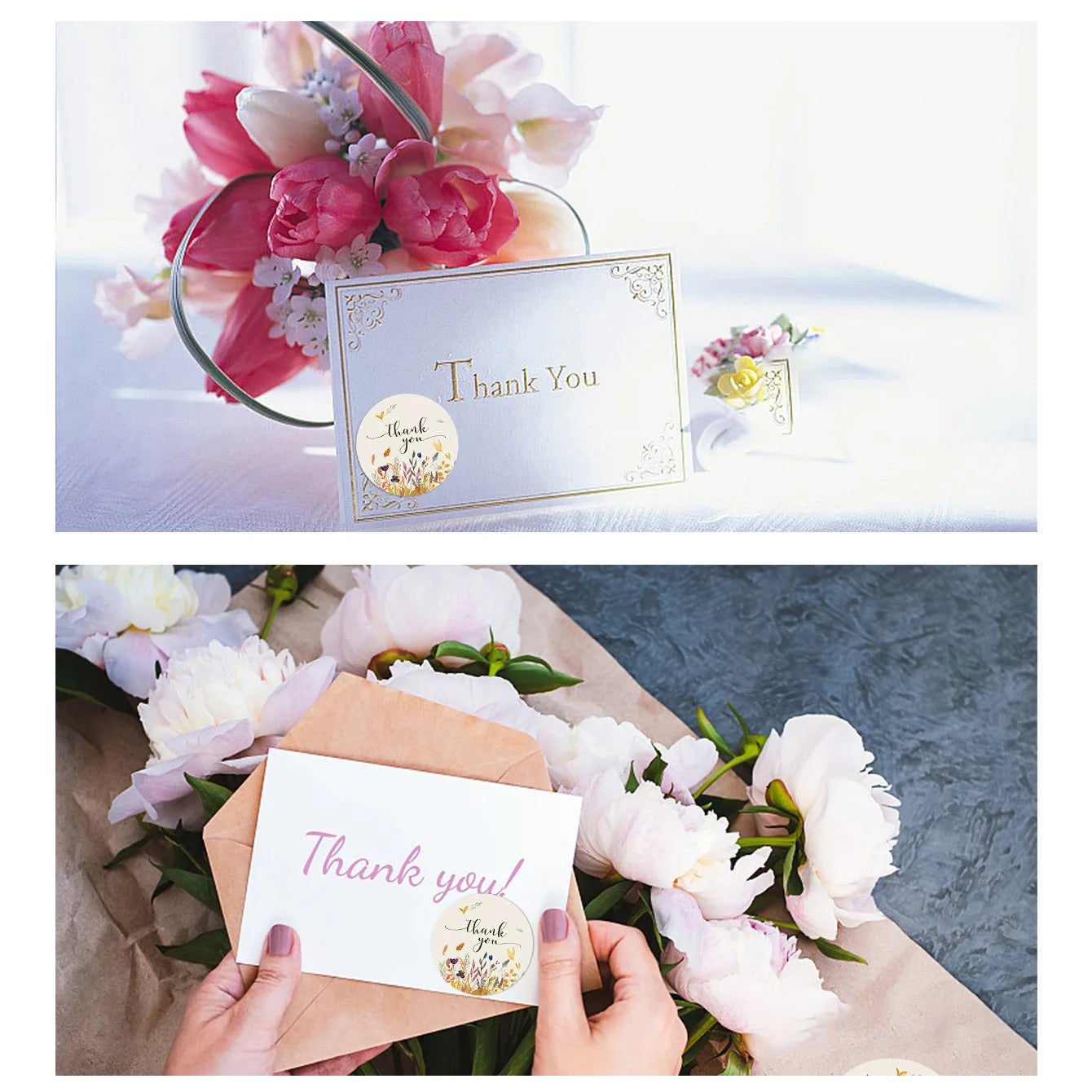 500pcs Thank You Stickers 1" Flower Design,Highly Recommended for Birthdays, Weddings, Giveaways, Bridal Showers  (1 Roll)