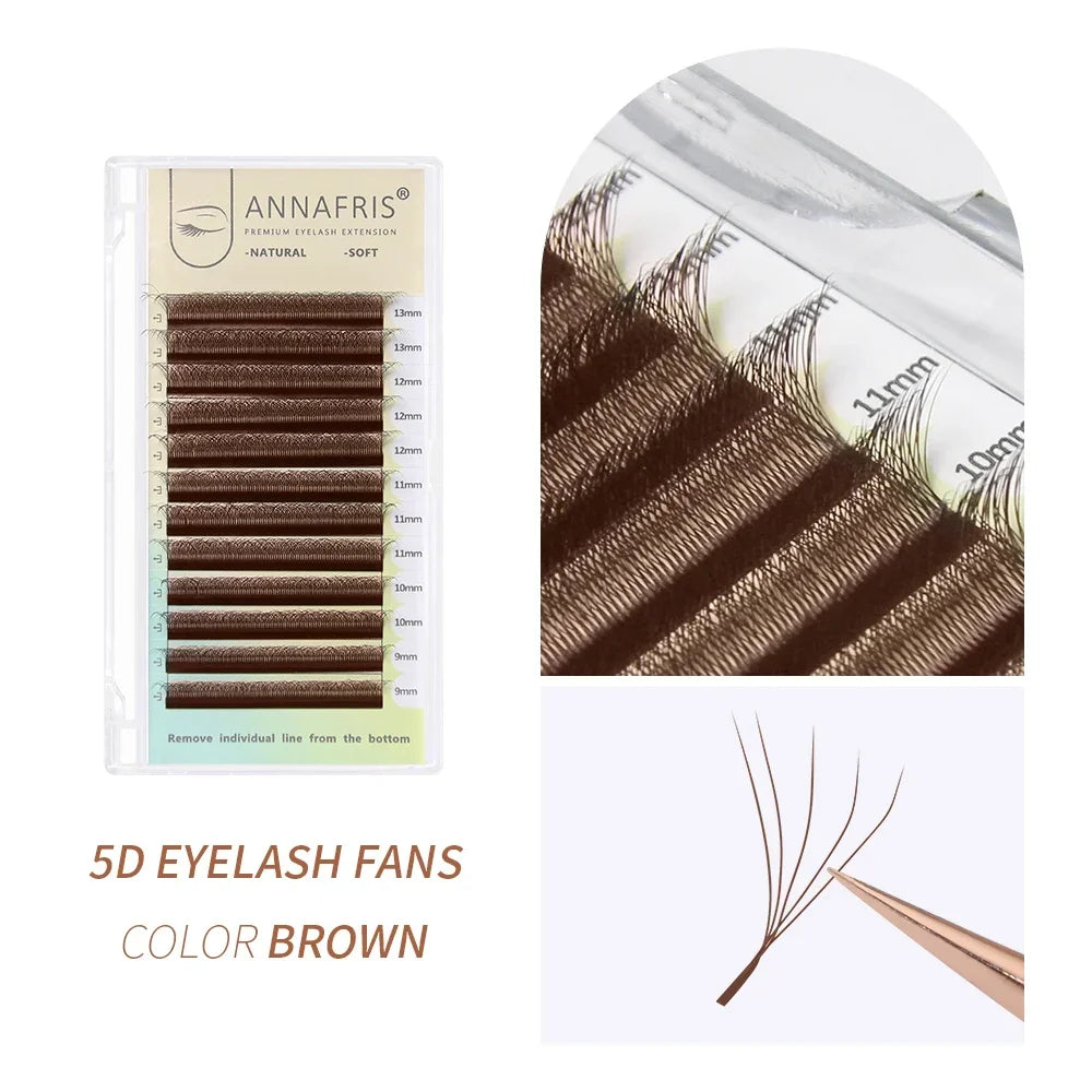 ANNAFRIS 4D 5D W Shape Eyelash Extension Handmade 12line/Tray Premade Volume Fans Clover W Lashes