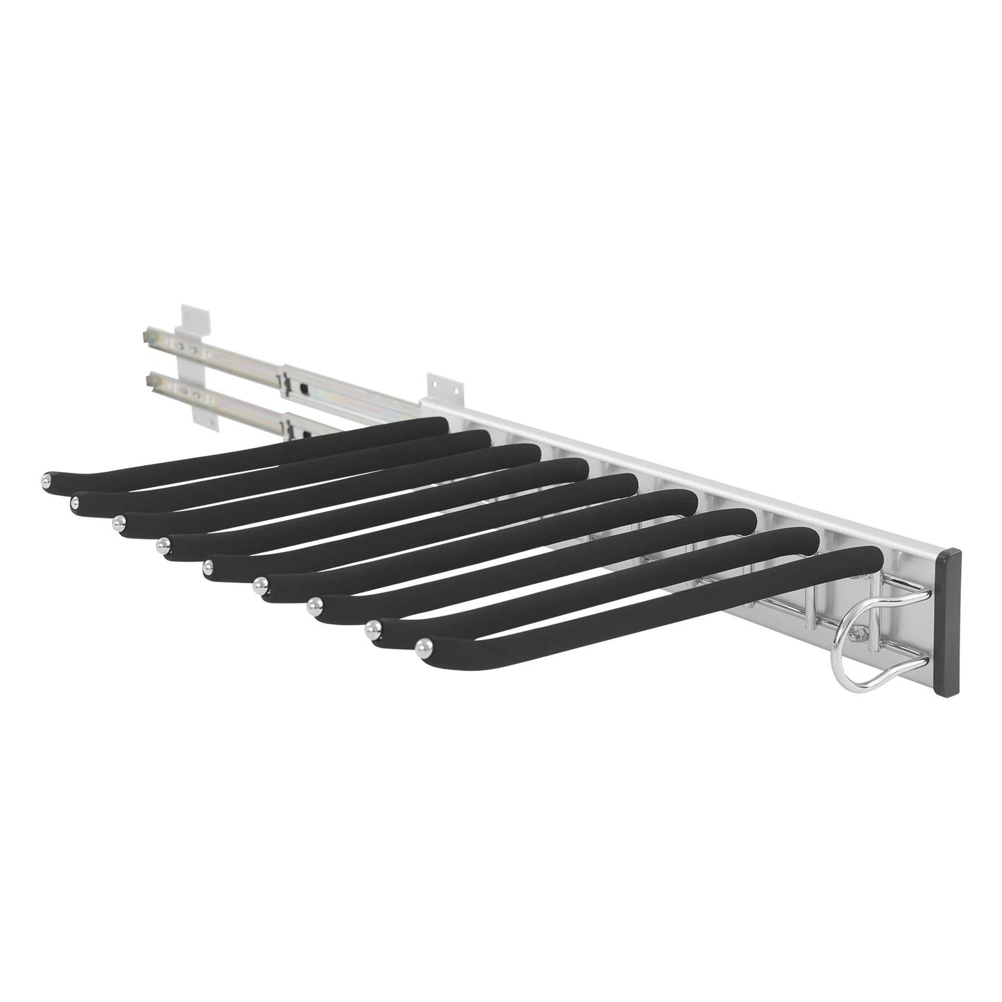 9 Arms Pull Out Trousers Rack Wardrobe Pants Organizer Retractable Closet Pants Hanger Right Left Side Mount