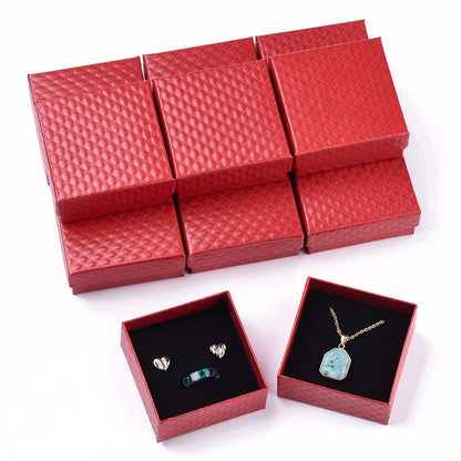 12 pcs 7.5x7.5x3.5cm Black Red Square Cardboard Jewelry Boxes for Pendant Earring Ring Jewelry Valentine's Day Gift Boxes