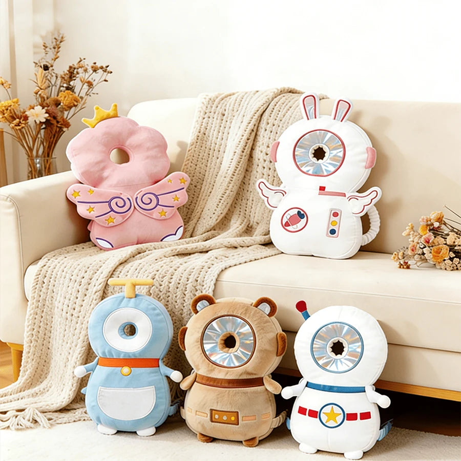 1Pc Baby Head Protection Pillow - Protective Backpack Anti-Fall Head Pillow Adjustable Baby Head Protection Pad Comfortable Cute Cartoon Design Suitable for Baby Walking and Crawling