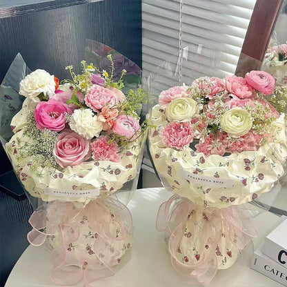 10Pcs Pink Bowknot Sydney Paper Hand-Kneaded Paper Cotton Paper Bouquet Flower Wrapping Paper Small Gift Packaging Paper