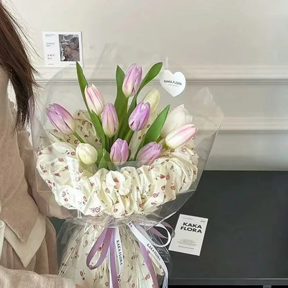 10Pcs Pink Bowknot Sydney Paper Hand-Kneaded Paper Cotton Paper Bouquet Flower Wrapping Paper Small Gift Packaging Paper