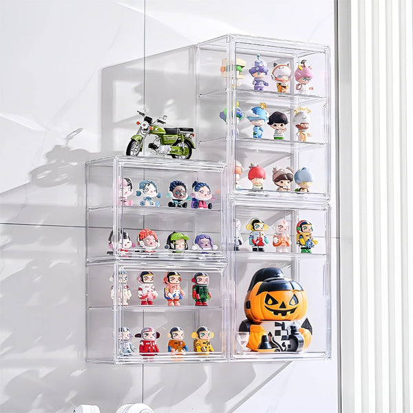 Caja organizadora de exhibición de muñecas transparente Blind Box, vitrina de figuras coleccionables montada en la pared