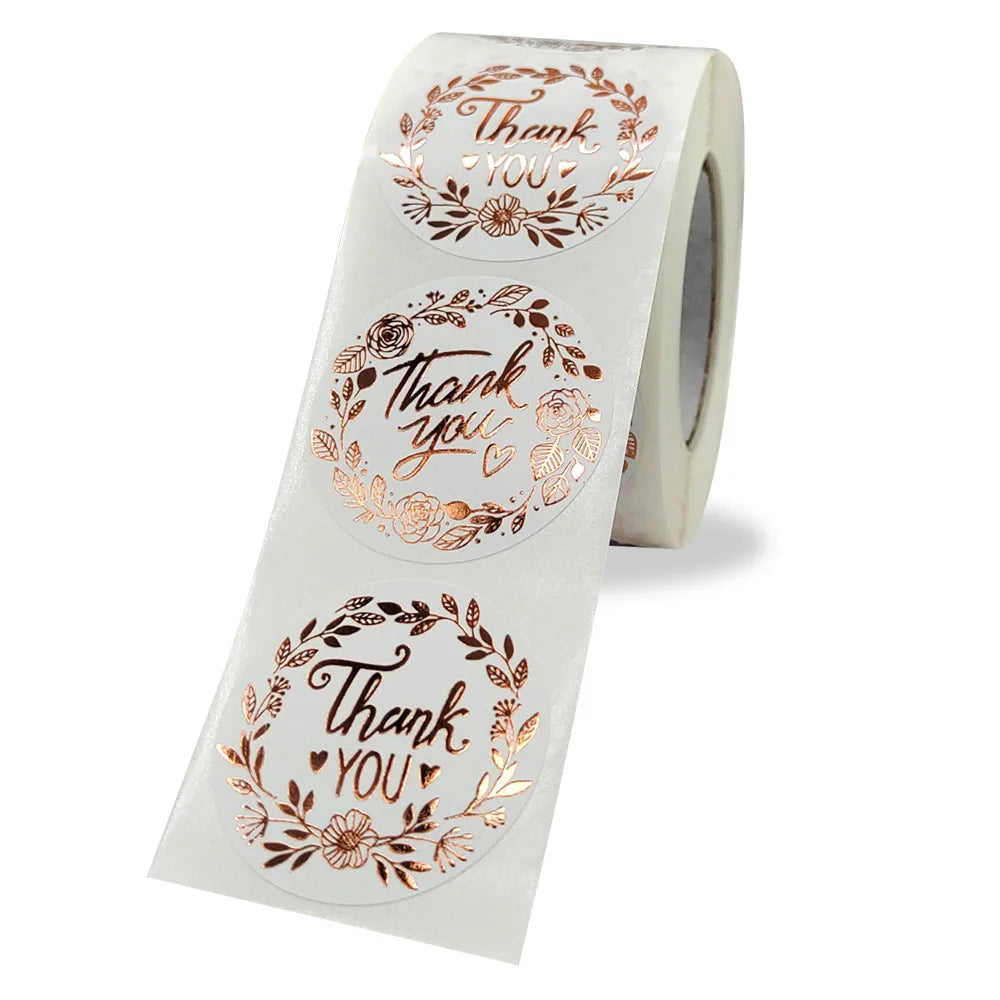50-500pcs Luxury Bronzing Labels Thank You for Your Order Stickers Baking Seal Labels for Shop Business Package Gift Sticker