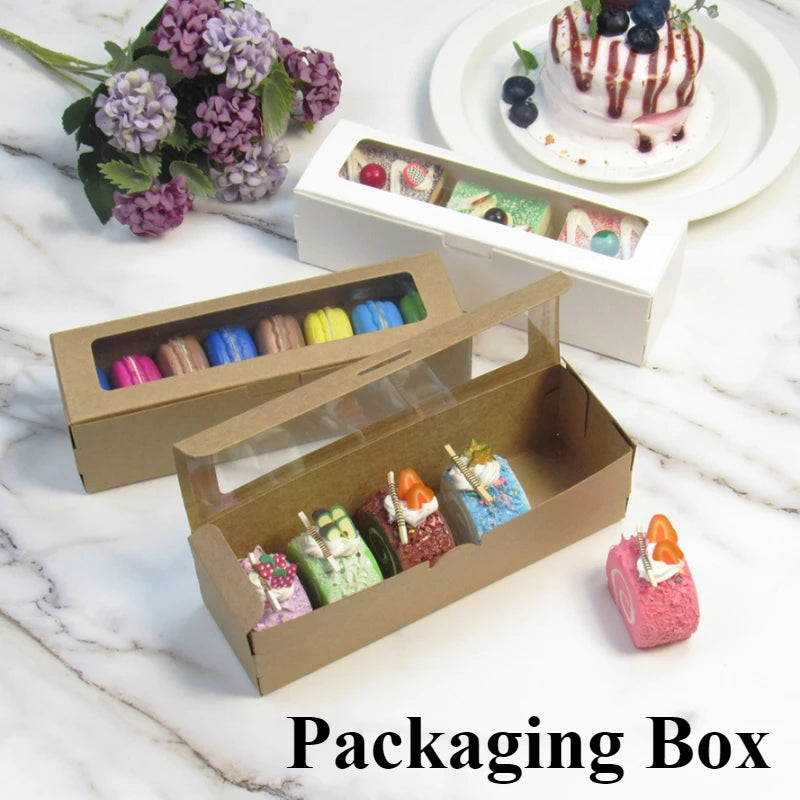 with Clear Window Flip Lid White Cardboard, Macaron Kraft Paper Packaging Box Dessert Packaging Candy Flower Gift Box Party Supp