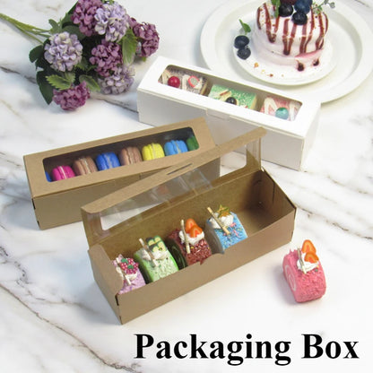 with Clear Window Flip Lid White Cardboard, Macaron Kraft Paper Packaging Box Dessert Packaging Candy Flower Gift Box Party Supp