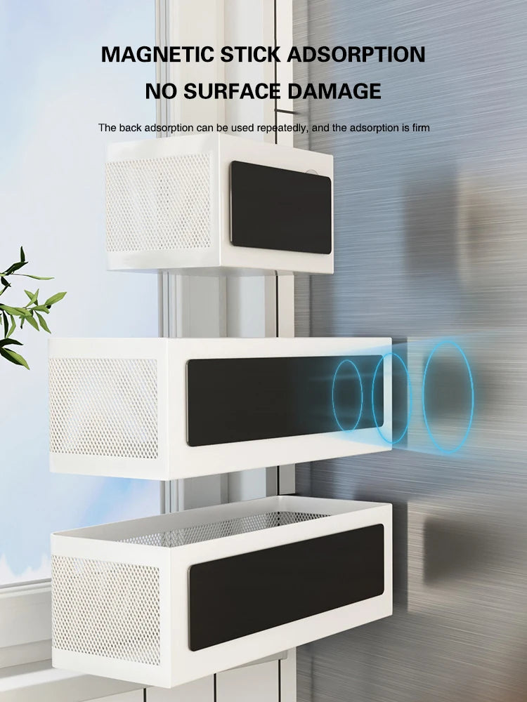 Magnetic Refrigerator Side Storage Rack Iron Space Saving Side Hanging Basket Kitchen Organizer Shelf Household Summary Holder
