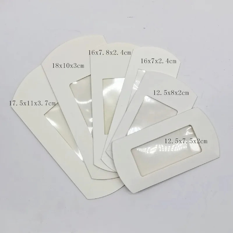 10pcs  DIY gift packaging with windows, white/kraft paper/black, multiple size pillow packaging box
