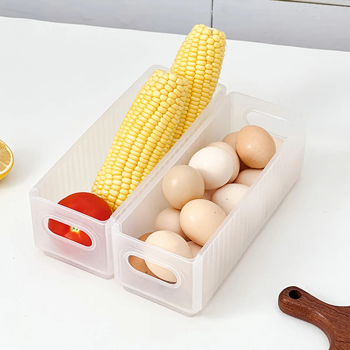 WORTHBUY Plastic Folding Fridge Storage Box Pull-Out Fruit Vegetable Organizer Box Large Capacity Kitchen Storage Organization