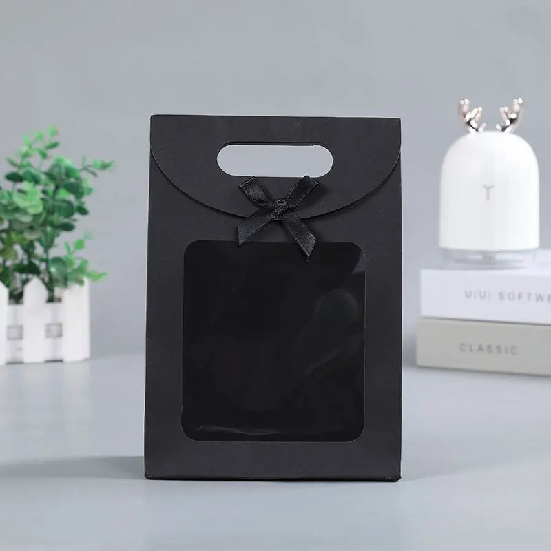 10/20pcs Black White Gift Box with Clear Window Wedding Favors Birthday Party Candy Snack Biscuit Packaging Bag Christmas Gift