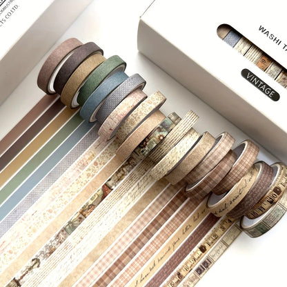 8 rolls/box retro-themed washi tape, various flowers, plaid patterns, handmade DIY scrapbook decoration materials