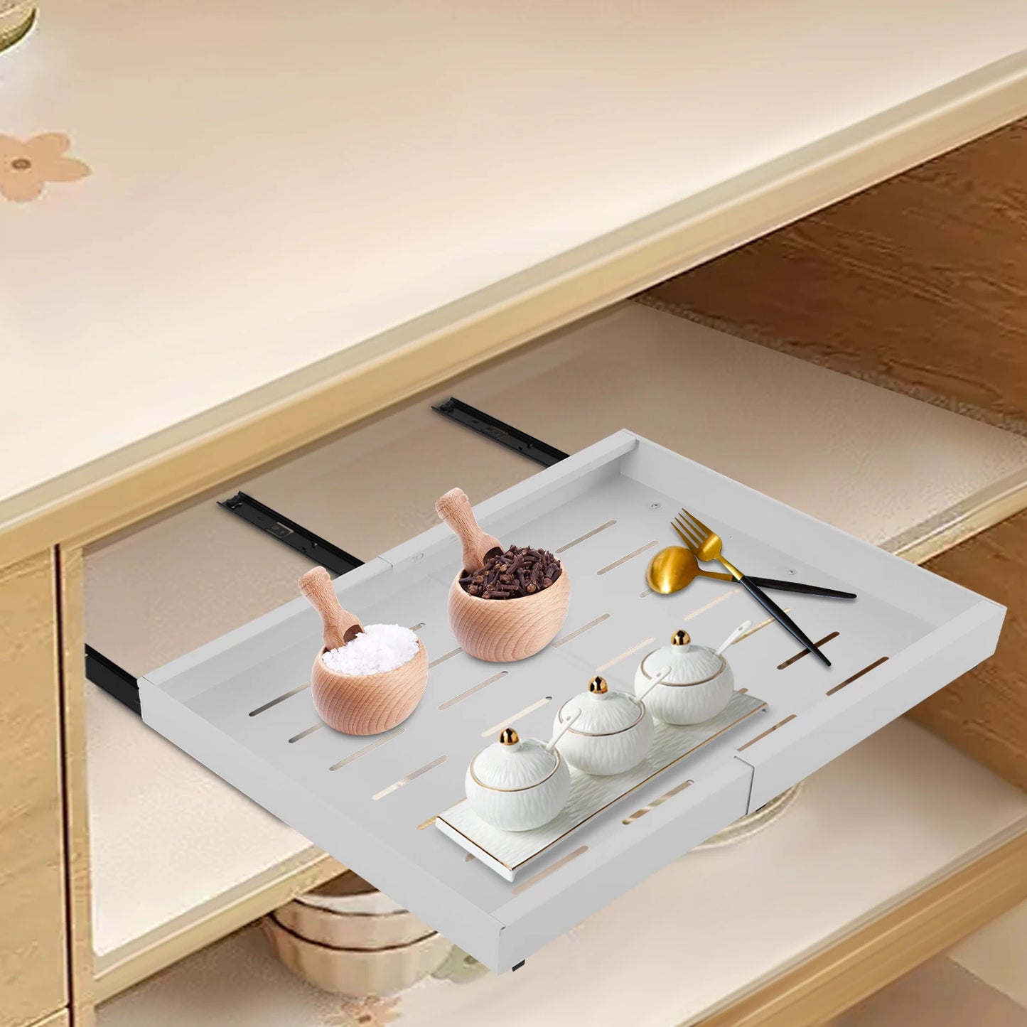 1/2Pcs Telescopic Drawer, Retractable Single Layer Sundries Storage Holder, Pull Out Storage Rack