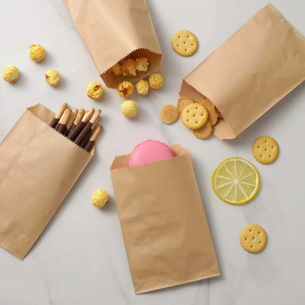 10x15cm,8x15cm,13x18cm, 4X6 Inch 50 pcs  Kraft Paper Flat Favor Bag Small Paper Bags for Packaging Party Christmas