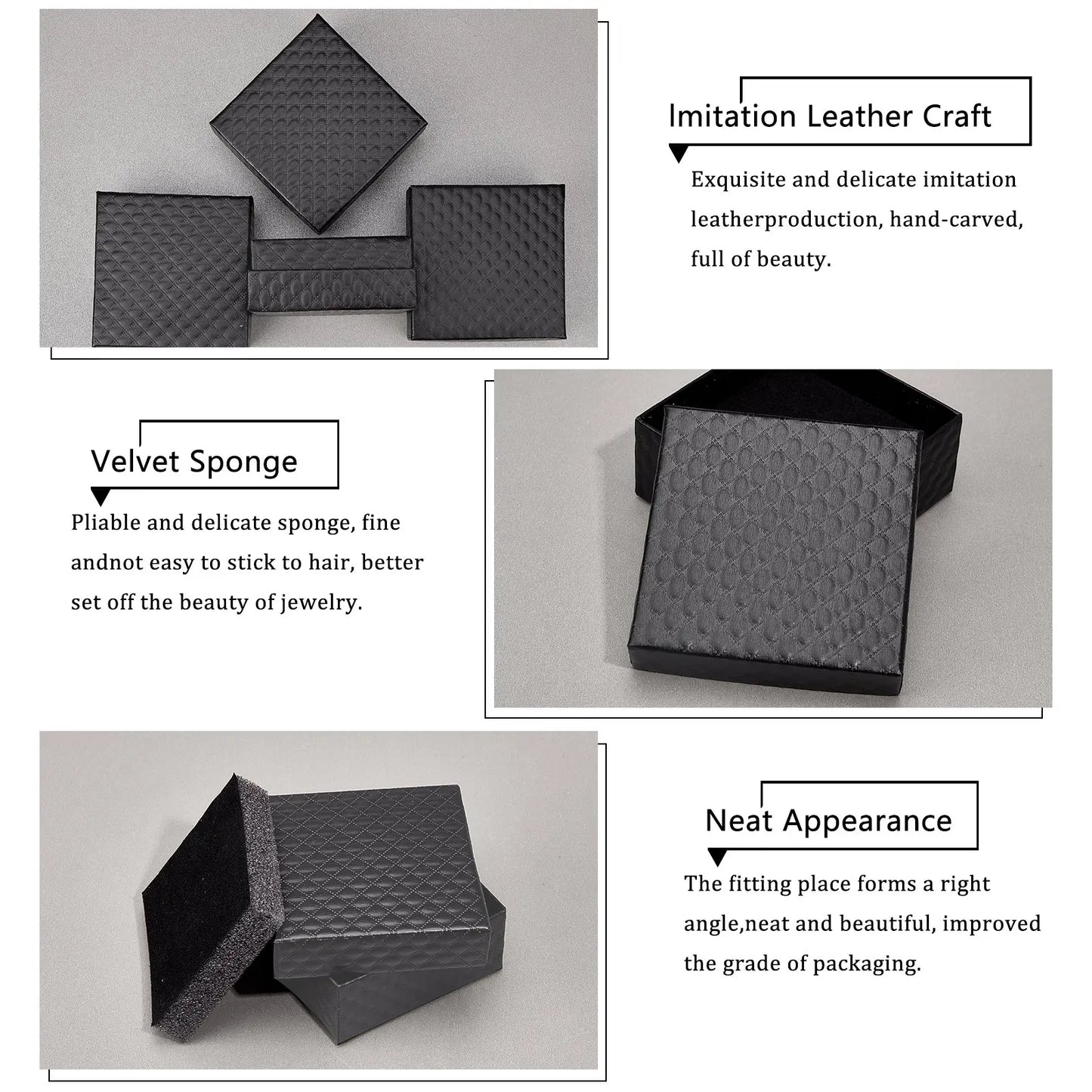 12 pcs 7.5x7.5x3.5cm Black Red Square Cardboard Jewelry Boxes for Pendant Earring Ring Jewelry Valentine's Day Gift Boxes