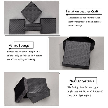 12 pcs 7.5x7.5x3.5cm Black Red Square Cardboard Jewelry Boxes for Pendant Earring Ring Jewelry Valentine's Day Gift Boxes