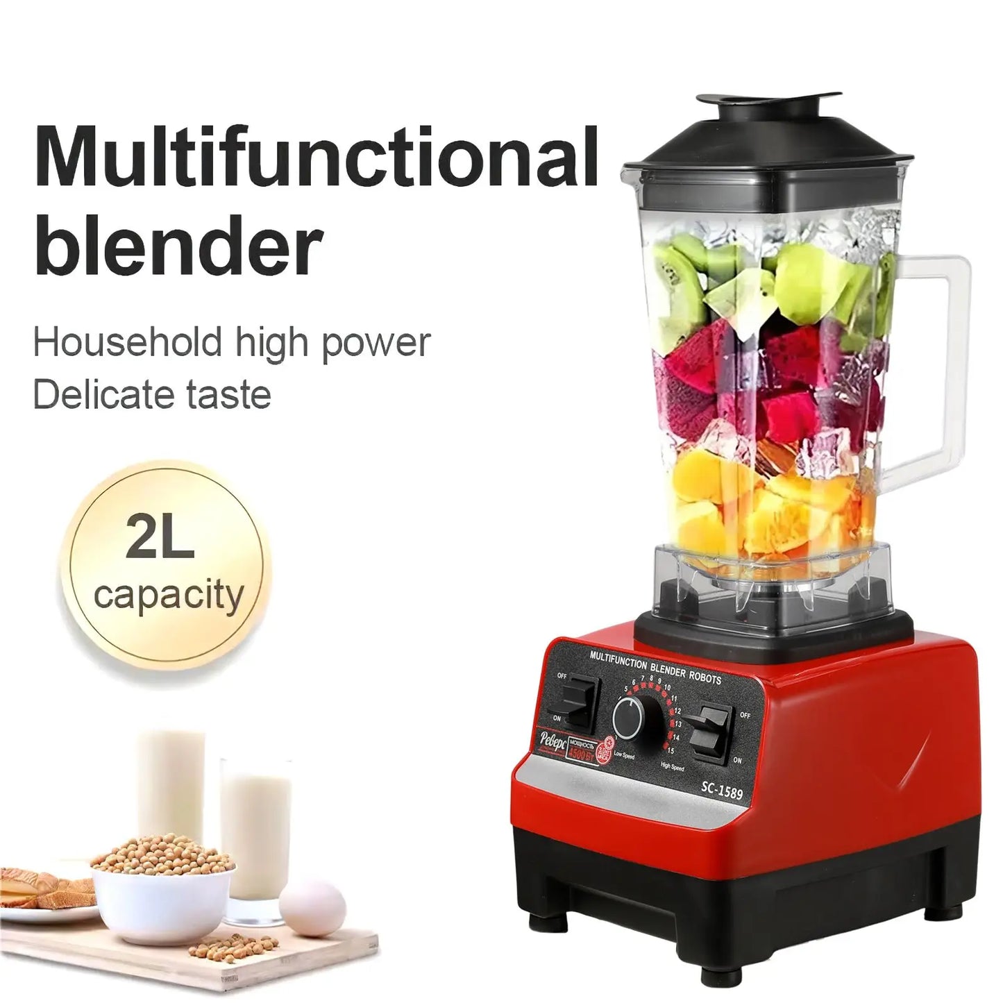 Batidora comercial de servicio pesado de 400 W, procesador de alimentos, mezcladora estacionaria, batidora de jugos de alta potencia para batidos de hielo, sin BPA para cocina