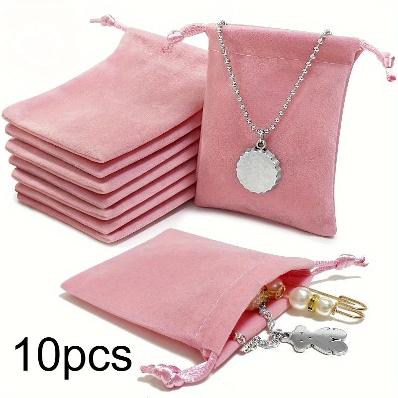 10pcs Velvet Jewelry Gift Bags with Drawstrings -Soft Storage Pouches for Wedding Favors,Birthday Presents,Anniversary Keepsakes