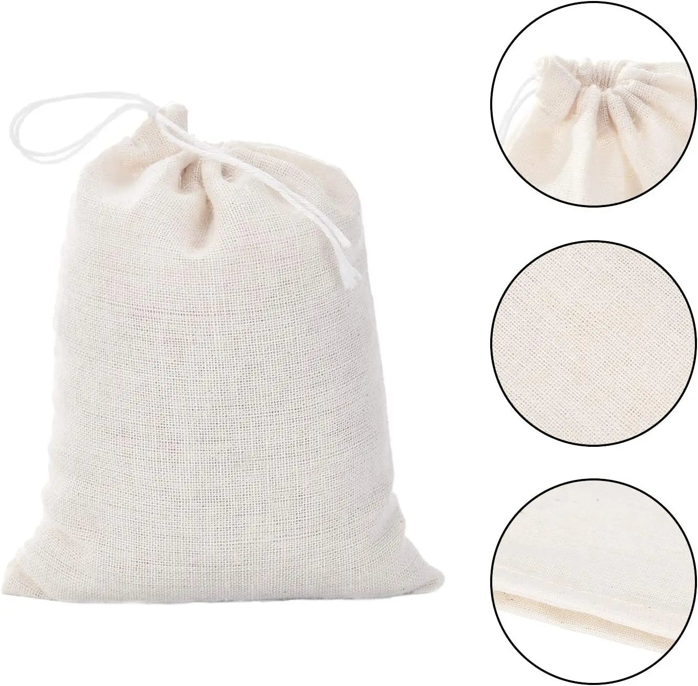 50pcs Pure Cotton Gauze Cloth Bag Single Suction Filter Bag Marinade Seasoning Dreg-separating Drawstring, Cotton Cloth Tea Bag