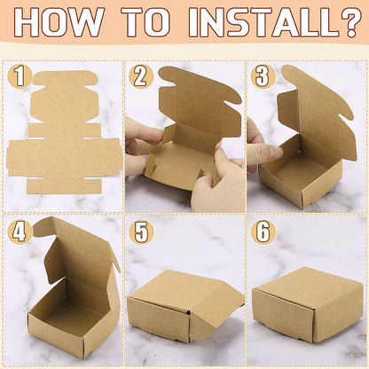 10Pcs Small Kraft Paper Gift Boxes 2.16'' x 2.16'' x 0.98'' for Ornaments Earring Jewelry Wrapping Packaging Cardboard Boxes