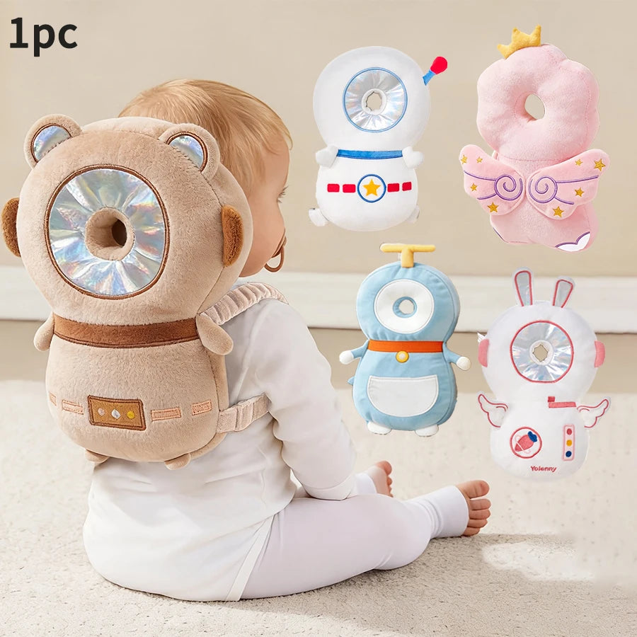 1Pc Baby Head Protection Pillow - Protective Backpack Anti-Fall Head Pillow Adjustable Baby Head Protection Pad Comfortable Cute Cartoon Design Suitable for Baby Walking and Crawling