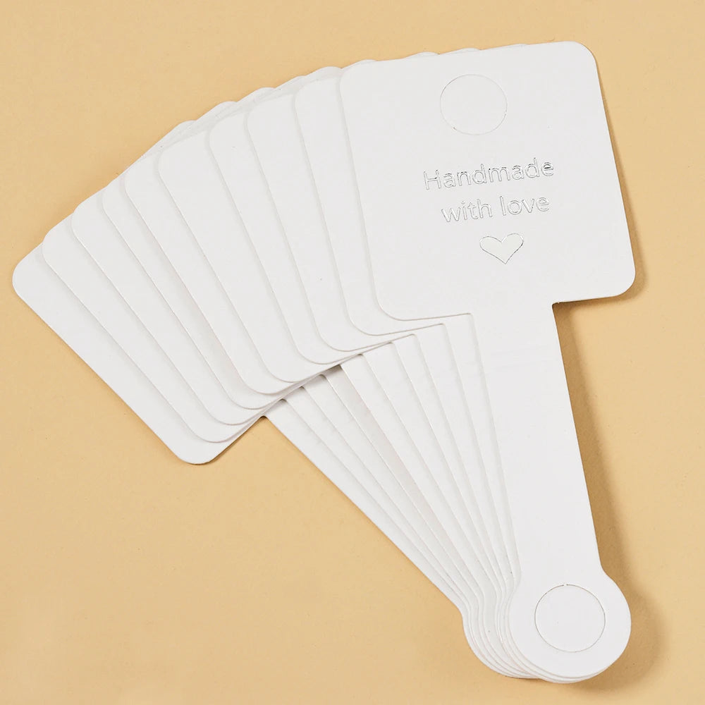 50pcs 4x10cm Self Adhesive Kraft Paper Card Bracelet Necklace Jewelry Hanging Holder for Small Business Retail Display Packaging
