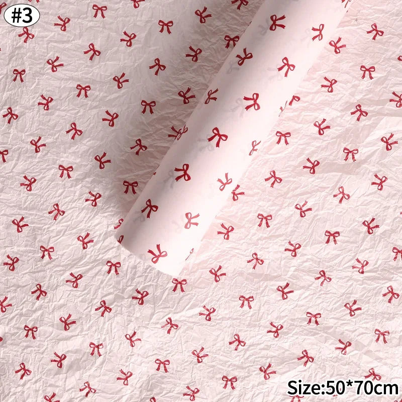 10Pcs Pink Bowknot Sydney Paper Hand-Kneaded Paper Cotton Paper Bouquet Flower Wrapping Paper Small Gift Packaging Paper