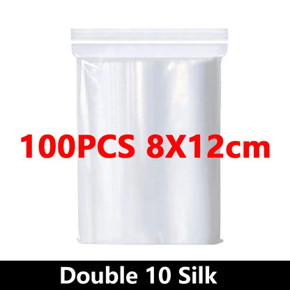 100Pcs Thicken Zipper Sealed Bags Clear Plastic Storage Bag for Small Jewelry Food Packing Reclosable Ziplock Sealing Bags