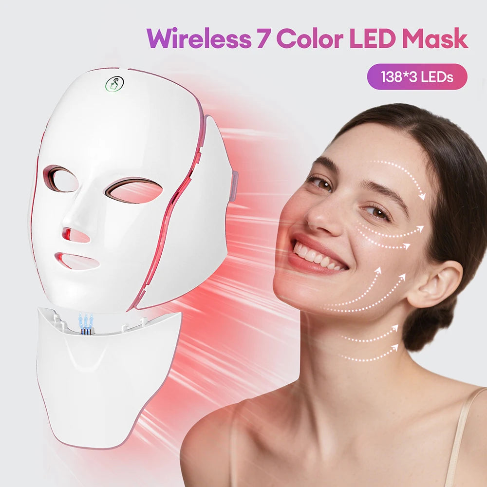 7 Colors Light Face Neck Beauty Mask Anti-Wrinkle Skin Brightening Neck Beauty Mask Skin Tightening Wrinkle Remover Skin Care