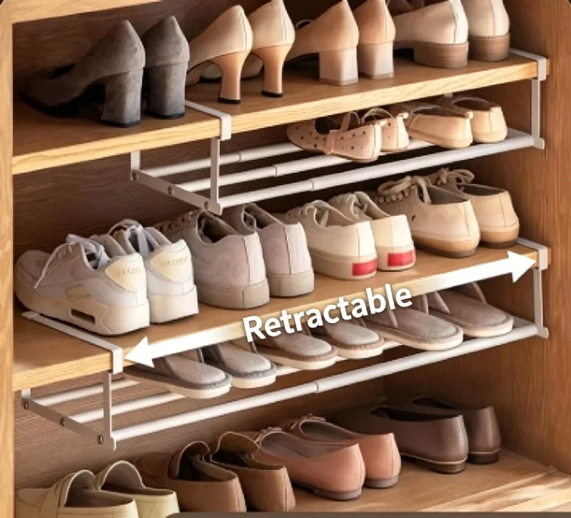 Adjustable Shoe Rack | Space-Saving Layered Organizer For Home Shoe Cabinets | Under-Shelf Shoe white