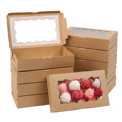 5/10/20pcs Cake Bakery Box With Window Candy Cookie Dessert Donut Box for Wedding Birthday Party Supplies Christmas Gift Packing