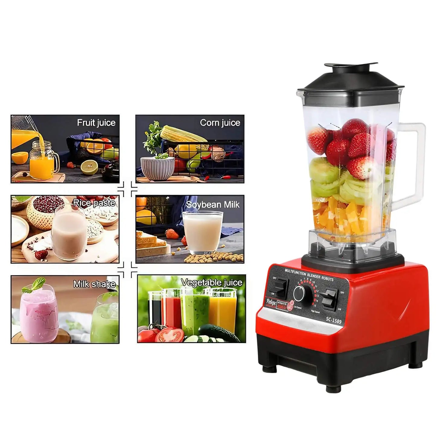 Batidora comercial de servicio pesado de 400 W, procesador de alimentos, mezcladora estacionaria, batidora de jugos de alta potencia para batidos de hielo, sin BPA para cocina