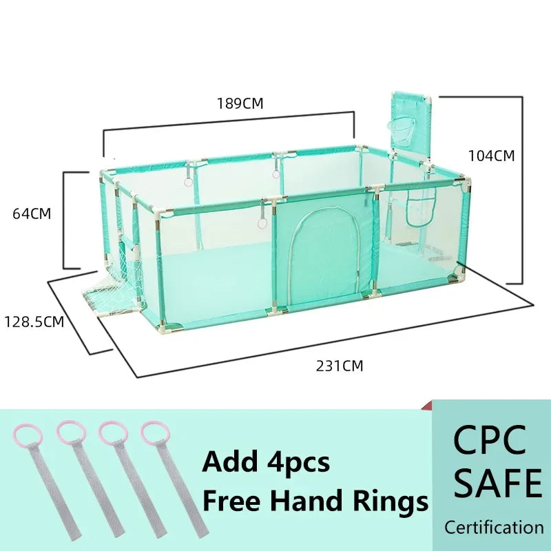 IMBABY Parque de juegos para bebés, parque infantil interior para bebés, parque infantil grande para niños, valla protectora de seguridad, parque de juegos impermeable