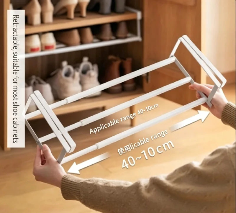 Adjustable Shoe Rack | Space-Saving Layered Organizer For Home Shoe Cabinets | Under-Shelf Shoe white