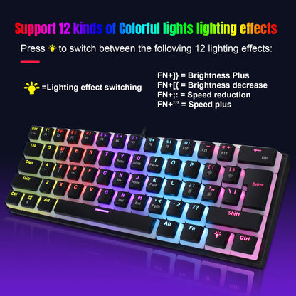 Teclado para juegos ultracompacto con un 60 % de RGB