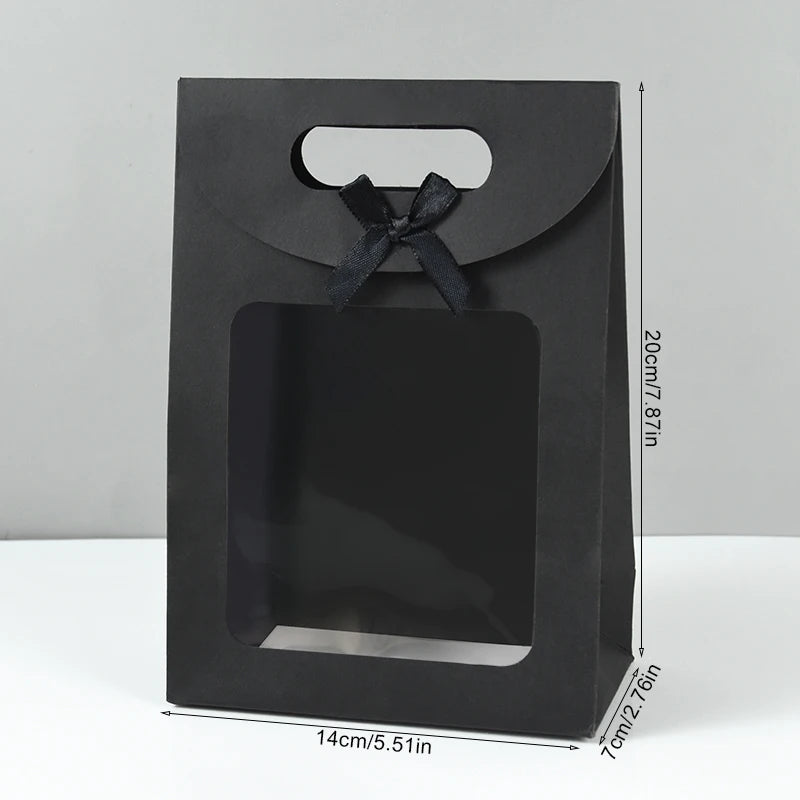 10/20pcs Black White Gift Box with Clear Window Wedding Favors Birthday Party Candy Snack Biscuit Packaging Bag Christmas Gift