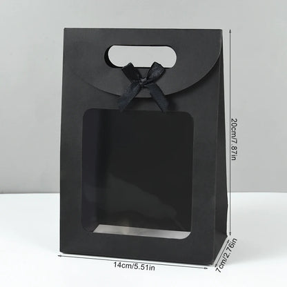 10/20pcs Black White Gift Box with Clear Window Wedding Favors Birthday Party Candy Snack Biscuit Packaging Bag Christmas Gift