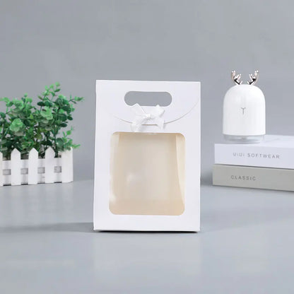 10/20pcs Black White Gift Box with Clear Window Wedding Favors Birthday Party Candy Snack Biscuit Packaging Bag Christmas Gift
