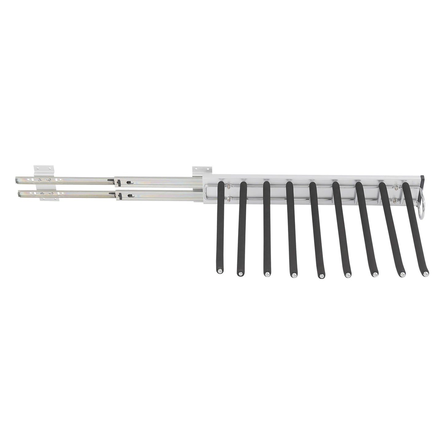 9 Arms Pull Out Trousers Rack Wardrobe Pants Organizer Retractable Closet Pants Hanger Right Left Side Mount