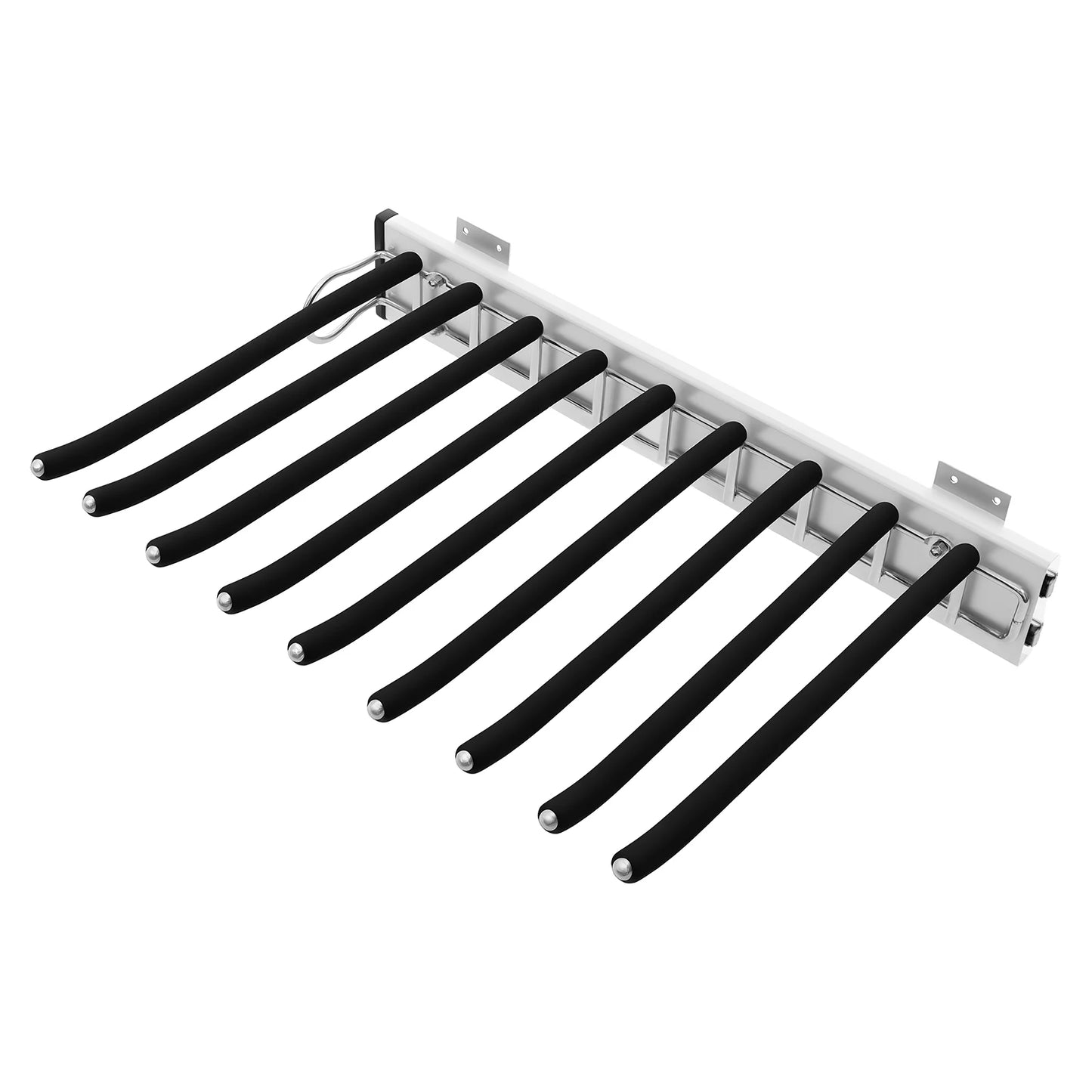 9 Arms Pull Out Trousers Rack Wardrobe Pants Organizer Retractable Closet Pants Hanger Right Left Side Mount