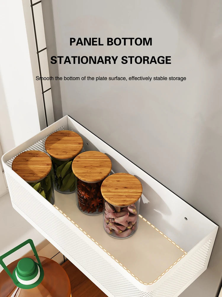 Magnetic Refrigerator Side Storage Rack Iron Space Saving Side Hanging Basket Kitchen Organizer Shelf Household Summary Holder