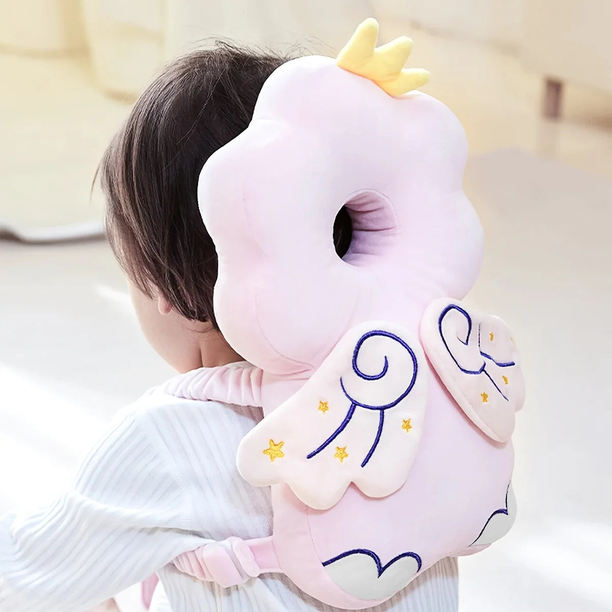 1Pc Baby Head Protection Pillow - Protective Backpack Anti-Fall Head Pillow Adjustable Baby Head Protection Pad Comfortable Cute Cartoon Design Suitable for Baby Walking and Crawling