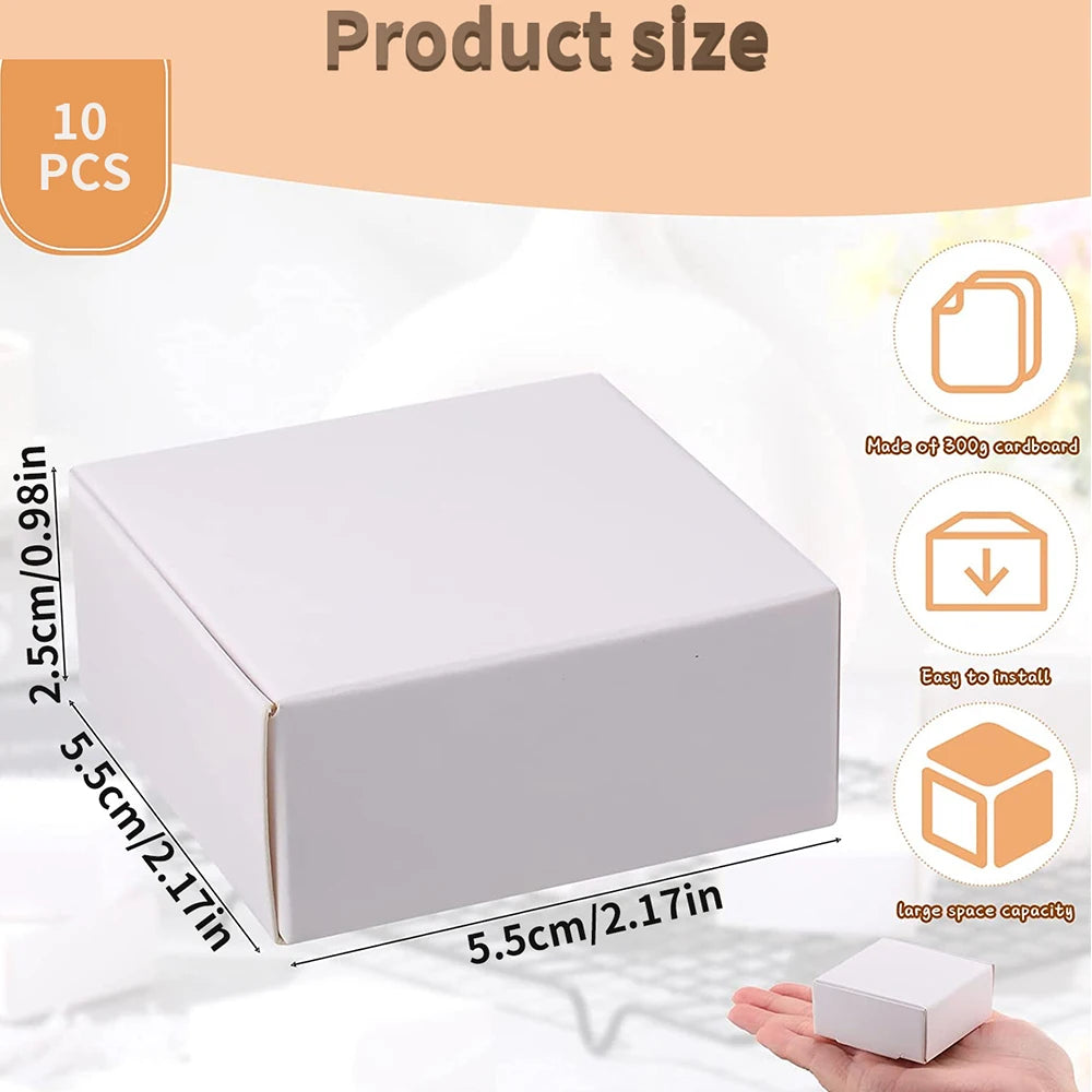 10Pcs Small Kraft Paper Gift Boxes 2.16'' x 2.16'' x 0.98'' for Ornaments Earring Jewelry Wrapping Packaging Cardboard Boxes