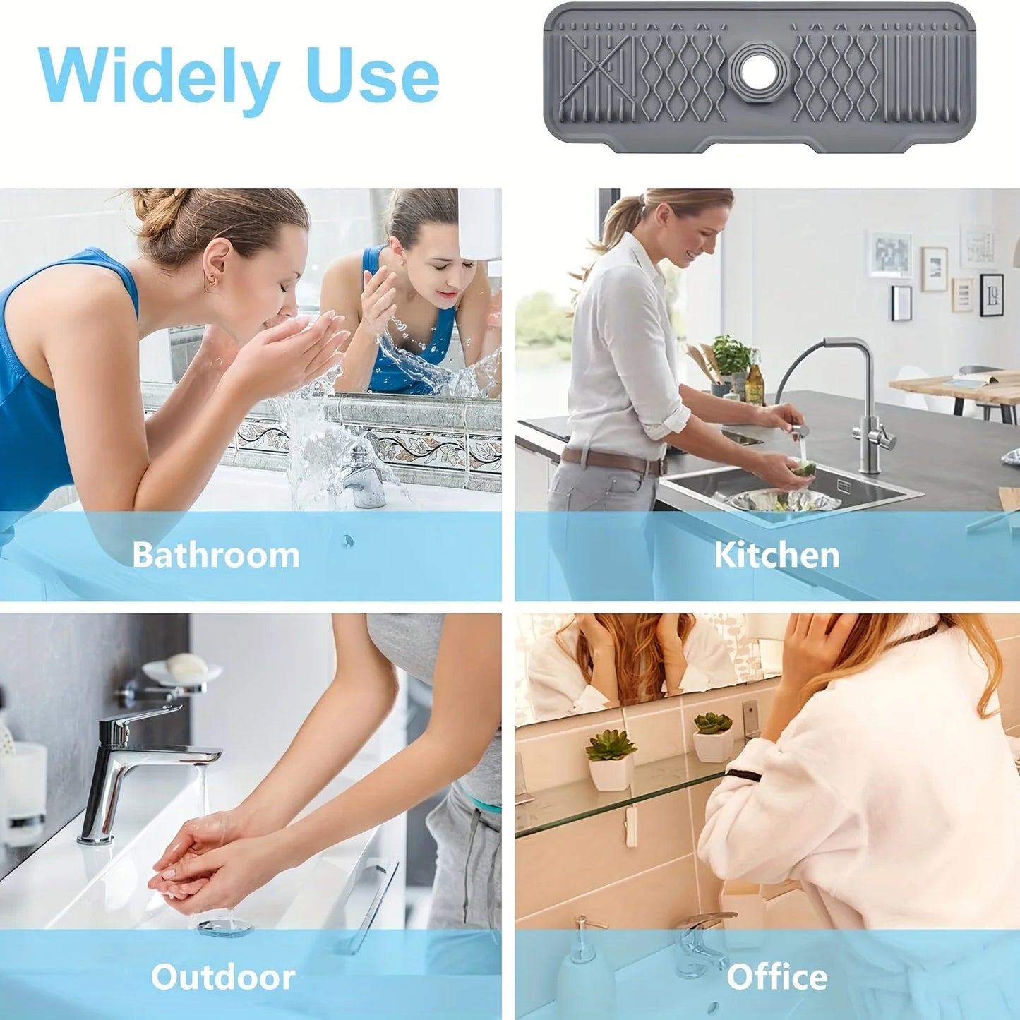 3 Colors to Choose From,Faucet Splash Proof Pad,Drain Pad,Drying Pad,Kitchen Bathroom Sink and Countertop